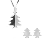 Sterling Silver Cut Out Christmas Tree Two Piece Set, S127.