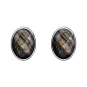 Sterling Silver Dark Mother of Pearl 8 x 6mm Classic Medium Oval Stud Earrings, E006