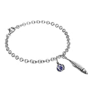 Sterling Silver Emma Stothard Silver Darling Lapis Lazuli Float Charm Bracelet, B1204.