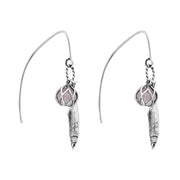 Sterling Silver Emma Stothard Silver Darling Rose Quartz Float Charm Hook Earrings, E2582_2