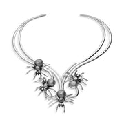 Sterling Silver Gothic Spider Collar Necklace. N1125