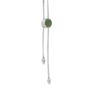 Sterling Silver Jade Lineaire Round Stone Adjustable Necklace. N1136_2