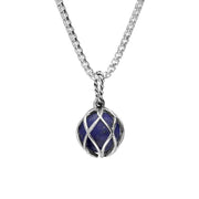 Sterling Silver Lapis Lazuli Emma Stothard Silver Darling 10mm Float Charm Necklace, P3586.