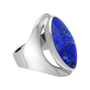 Sterling Silver Lapis Lazuli Medium Oval Ring. R012.