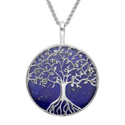 Sterling Silver Lapis Lazuli Round Tree Of Life Necklace, P3146.