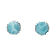 Sterling Silver Larimar 4mm Classic Small Round Stud Earrings, E001