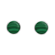 Sterling Silver Malachite 4mm Classic Small Round Stud Earrings, E001