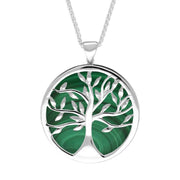 Sterling Silver Malachite Large Round Tree of Life Necklace, P3418.