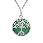 Sterling Silver Malachite Small Round Tree Of Life Necklace, P3339.