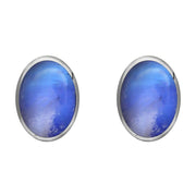 Sterling Silver Moonstone 8 x 10mm Classic Large Oval Stud Earrings, E007