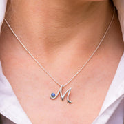 Sterling Silver Moonstone Love Letters Initial A Necklace, P3448C.