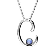 Sterling Silver Moonstone Love Letters Initial C Necklace, P3450C.