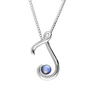 Sterling Silver Moonstone Love Letters Initial J Necklace, P3457C.