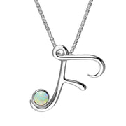 Sterling Silver Opal Love Letters Initial F Necklace, P3453.