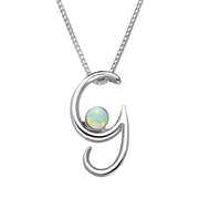 Sterling Silver Opal Love Letters Initial G Necklace, P3454.