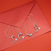 Sterling Silver Opal Love Letters Initial H Necklace, P3455.