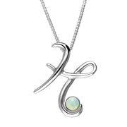 Sterling Silver Opal Love Letters Initial H Necklace, P3455.
