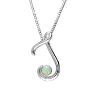 Sterling Silver Opal Love Letters Initial J Necklace, P3457.