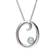 Sterling Silver Opal Love Letters Initial O Necklace, P3462.