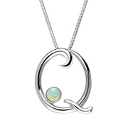 Sterling Silver Opal Love Letters Initial Q Necklace, P3464.