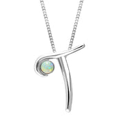 Sterling Silver Opal Love Letters Initial T Necklace, P3467.