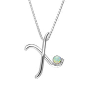 Sterling Silver Opal Love Letters Initial X Necklace, P3471.