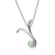 Sterling Silver Opal Love Letters Initial Y Necklace, P3472.