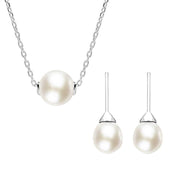  Sterling Silver White Pearl Bead Two Piece Set
