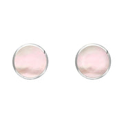 Sterling Silver Pink Mother of Pearl 4mm Classic Small Round Stud Earrings, E001