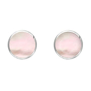 Sterling Silver Pink Mother of Pearl 6mm Classic Medium Round Stud Earrings, E003