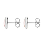 Sterling Silver Pink Mother of Pearl 8mm Classic Large Round Stud Earrings, e004