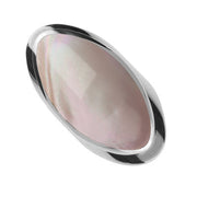 Sterling Silver Pink Mother of Pearl Large Oval Statement Ring, R013.
