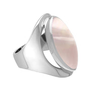 Sterling Silver Pink Mother of Pearl Medium Oval Ring. R012.