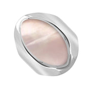 Sterling Silver Pink Mother of Pearl Medium Oval Ring. R012.