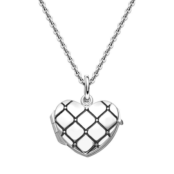 Sterling Silver Quilted Heart Keepsake Locket P2633