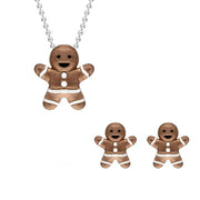 Sterling Silver Rose Gold Gingerbread Man Two Piece Set, S131.