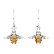 Sterling Silver Rose Gold Plated Bee Hook Earrings, E2578.