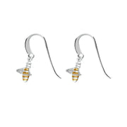 Sterling Silver Rose Gold Plated Bee Hook Earrings, E2578_2