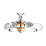 Sterling Silver Rose Gold Plated Bee Ring, R1232_2