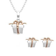 Sterling Silver Rose Gold Present Two Piece Set, S132.