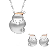 Sterling Sterling Silver Rose Gold Santa Face Two Piece Set, S145.