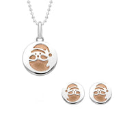 Sterling Silver Rose Gold Santa Stencil Two Piece Set, S134.