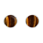 Sterling Silver Tigers Eye 6mm Classic Medium Round Stud Earrings, E003
