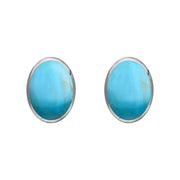 Sterling Silver Turquoise Classic Small Oval Stud Earrings, E005