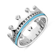 Sterling Silver Turquoise Diamond Tiara Patterned Band Ring. R1222.