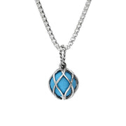 Sterling Silver Turquoise Emma Stothard Silver Darling 10mm Float Charm Necklace, P3586.