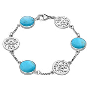 Sterling Silver Turquoise Flore Filigree Bracelet B943Sterling Silver Turquoise Flore Filigree Bracelet B943