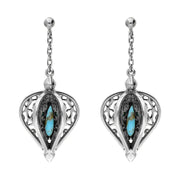 Sterling Silver Turquoise Flore Filigree Drop Earrings E1781