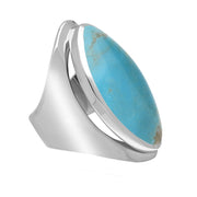 Sterling Silver Turquoise Large Oval Statement Ring, R013.