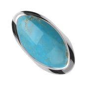 Sterling Silver Turquoise Large Oval Statement Ring, R013.